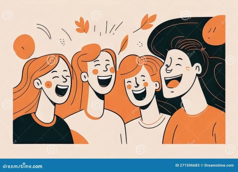 dibujo de personas riendo juntas